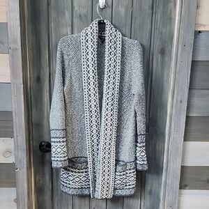 Lucky Brand Gray Geometric Cardigan Sweater